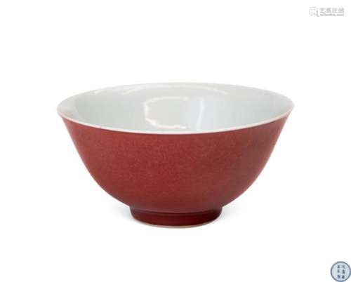 清雍正 豇豆红釉碗