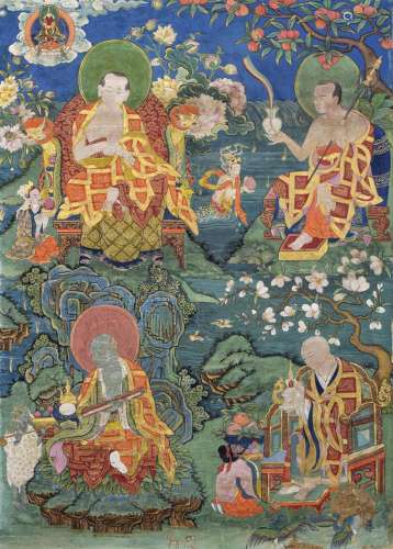 17世纪 西藏 四罗汉唐卡