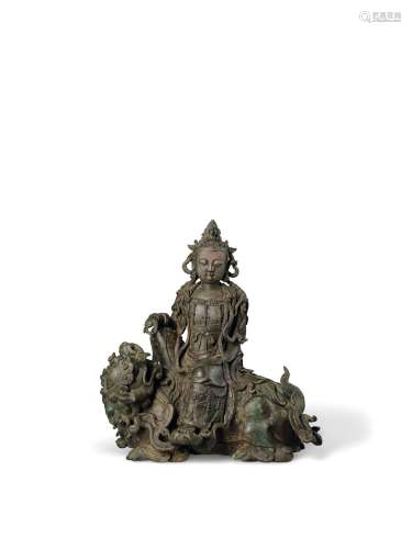 明成化元年（1465） 銅文殊菩薩騎獅坐像 「成化元年比丘永銘造」刻款