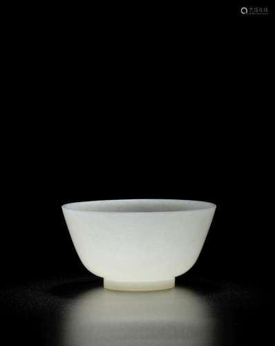 A FINE IMPERIAL WHITE JADE BOWL Incised Jiaqing four-charact...
