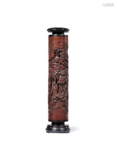 A CARVED BAMBOO 'SEVEN SAGES OF THE BAMBOO GROVE' INCENSE HO...
