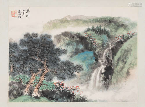 朱梅邨 辛卯（1951年）作 山水 镜心 纸本设色