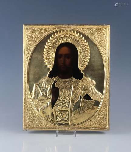 19C Russian Gilt Silver Icon