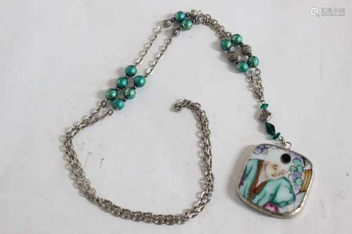 Chinese Porcelain Pendant Necklace