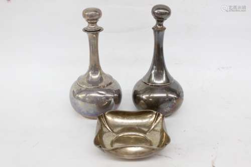 Two Sterling Silver Decanter and One Bowl