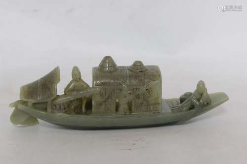 Chinese Jade Carved Boat