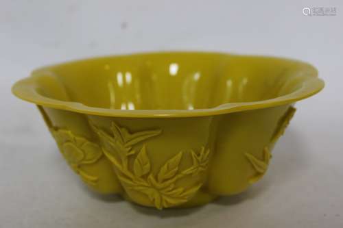 Chinese Yellow Glass Bowl