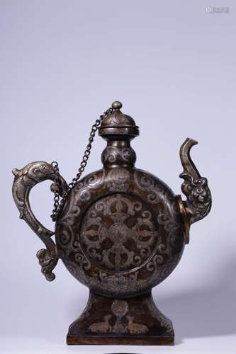 Tibetan Bronze Silver Ewer