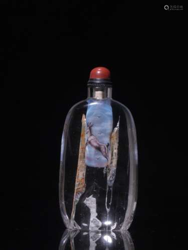 Natural Crystal Inside Painted Snuff Bottle