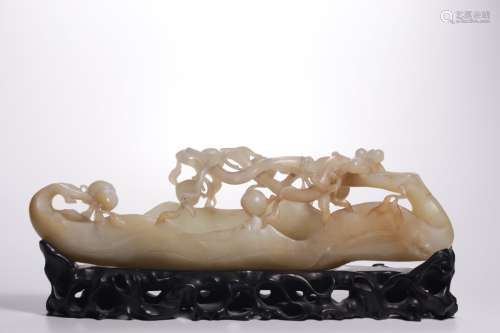 Qing Chines Hetian Jade Carved Washer w Boys