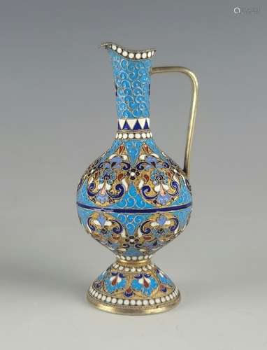 Antique Russian Silver Enamel Decanter