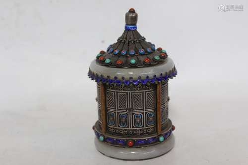 Chinese Gilt Enameled Pagoda Shaped Box