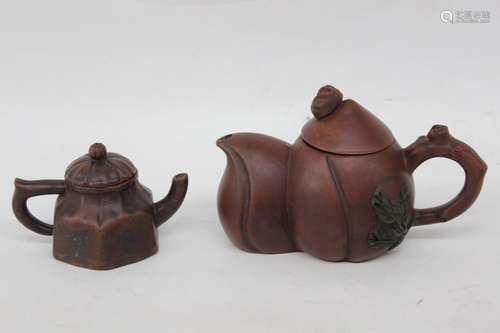 Two Chinese Zisha Teapots,Mark