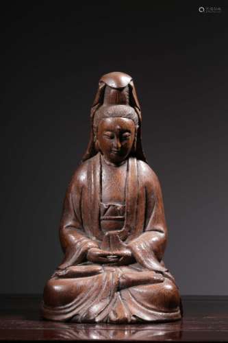 Qing Chinese Bamboo Carved Guanyin