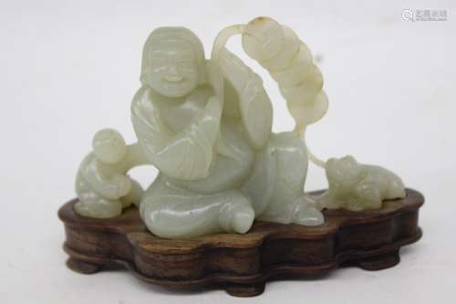 Chinese Jade Carved Liuhai Figural