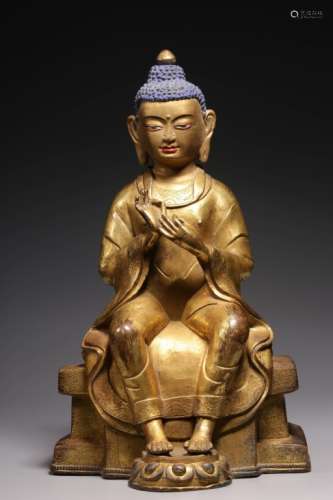 Chinese Gitl Bronze Buddha