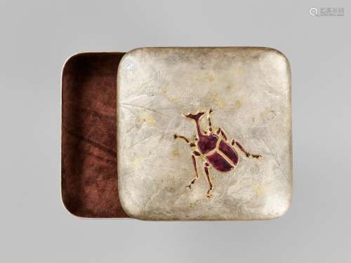 SANO HIROSHI: A CERAMIC-INLAID SILVERED-METAL BOX AND COVER ...