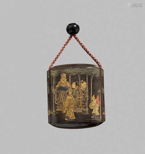 A THREE-CASE LACQUER INRO DEPICTING THE SEVEN SAGES OF THE B...