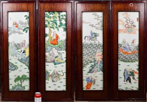 A Group of 4 Famille Rose Hanging Screens 1950-70S