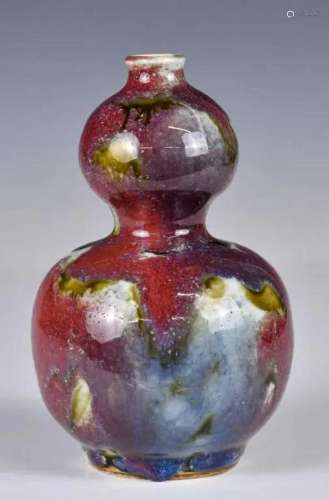 A Flambe Glazed Gourd Vase 19thC