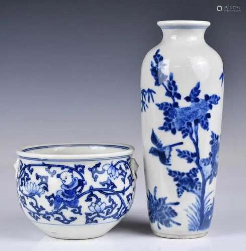 A Group of Blue & White Jar and Vase Qing
