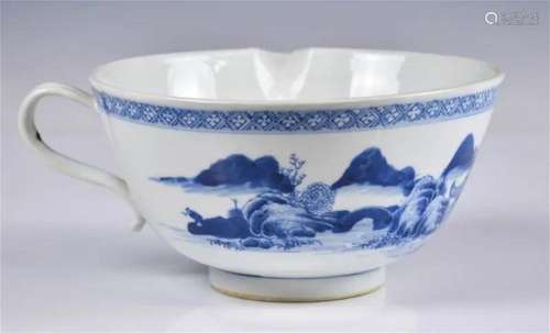 A Blue and White Pouring Bowl 18thC