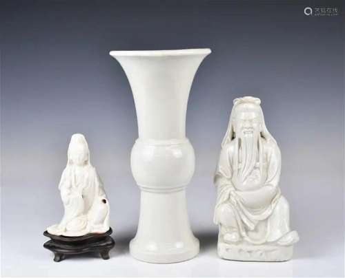 A Group of Three Dehua Porcelains Republican Perio