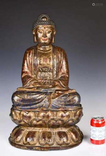 A Gilt-Lacquer Bronze Figure of Seated Buddha
