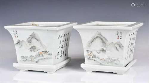 A Pair of Flower Pots by Cheng Songshi 19thC