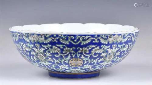 A Large Famille Rose Bowl Jiaqing Mark & Period