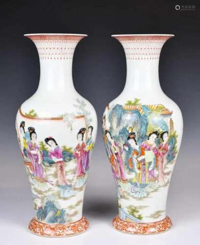 A Pair of Famille Rose Figure Vases 1978