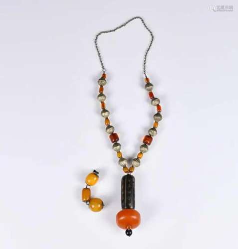 An Amber Necklace & a Pendant