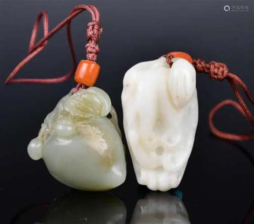 A Group of Two Jade Carved Ornaments