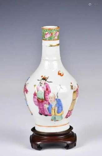 A Famille Rose Vase w/Stand 19thC