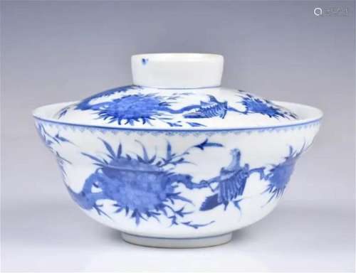 A Blue & White Bowl with Cover Republican Period