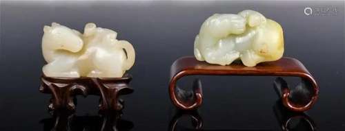 A Group of Two 'Monkey On Horse' Jade Carvings