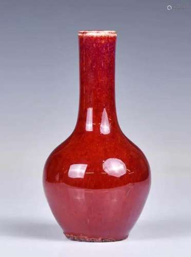 A Copper-Red Glazed Bottle Vase Qing