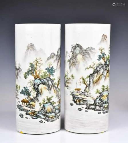 A Pair of Hat Stands Shi Qifeng Style 1950-70s