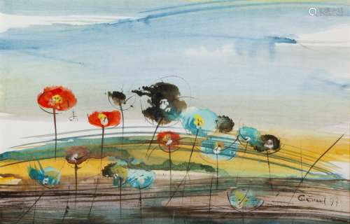 LYDIE GÉRARD, (France, 1920-2008)."Landscape of poppies...