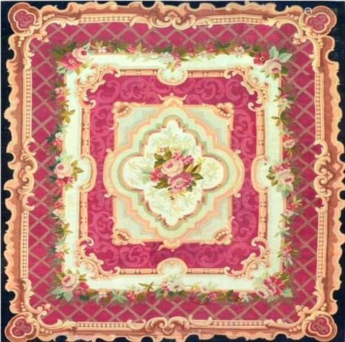 Important et original tapis d'Aubusson France Époque Napoléo...