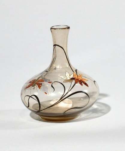 EMILE GALLE CRISTALLERIE Petit vase oignon en verre fumé à d...
