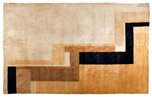 TRAVAIL DES ANNEES 1930 Tapis moderniste à motifs de carrés ...