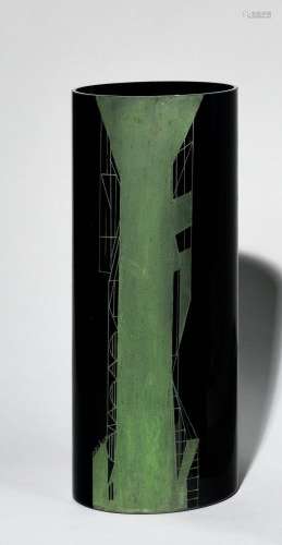 ANATOLE RIECKE (XXE SIECLE) Grand vase cylindrique en verre ...