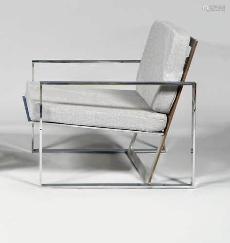 MILO BAUGHMANN (1923-2003), SUIVEUR DE Fauteuil en acier chr...