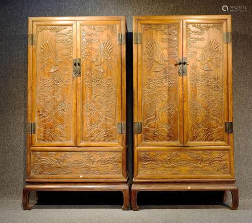 A Yellow pear wood square corner cabinet