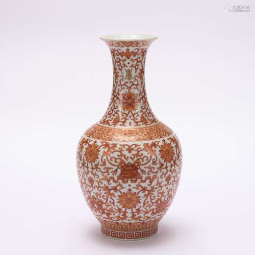 An allite red glazed 'lotus' vase