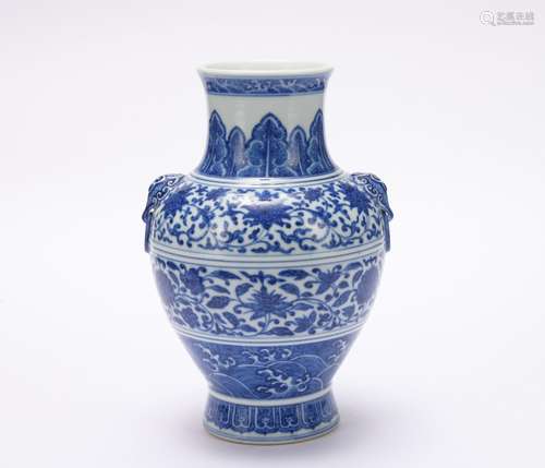 A blue and white 'lotus' vase