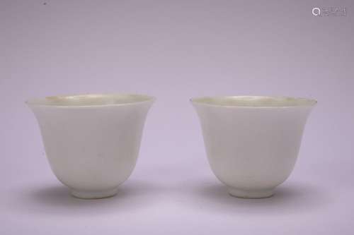 A pair of lovely white glazed cup