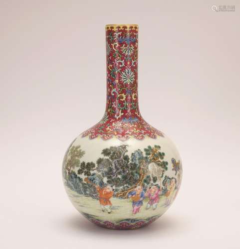 A famille-rose 'figure' vase