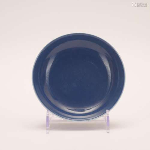 A blue glazed dish